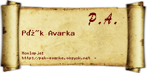 Pék Avarka névjegykártya